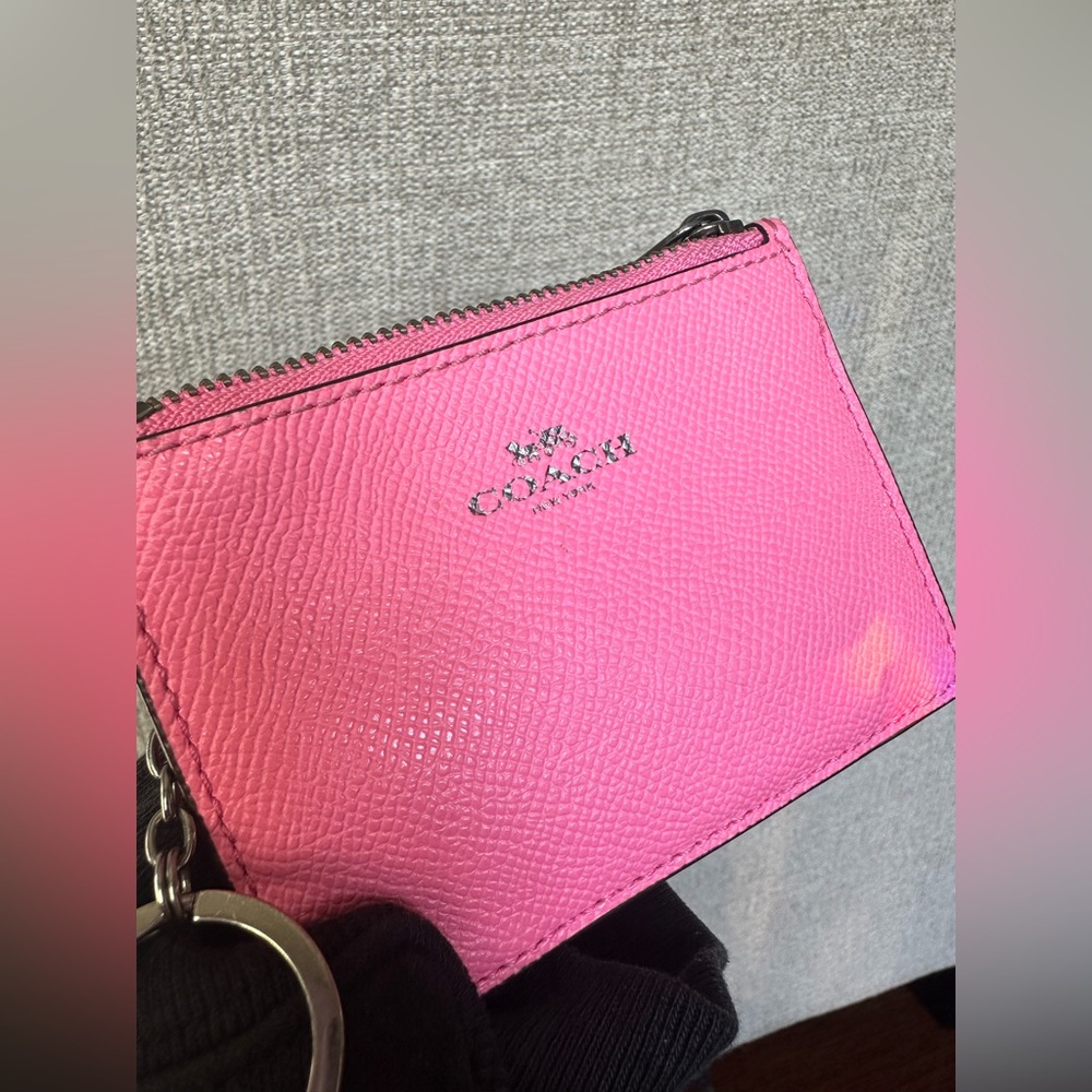 Pink Coach Mini Skini ID Keychain Case